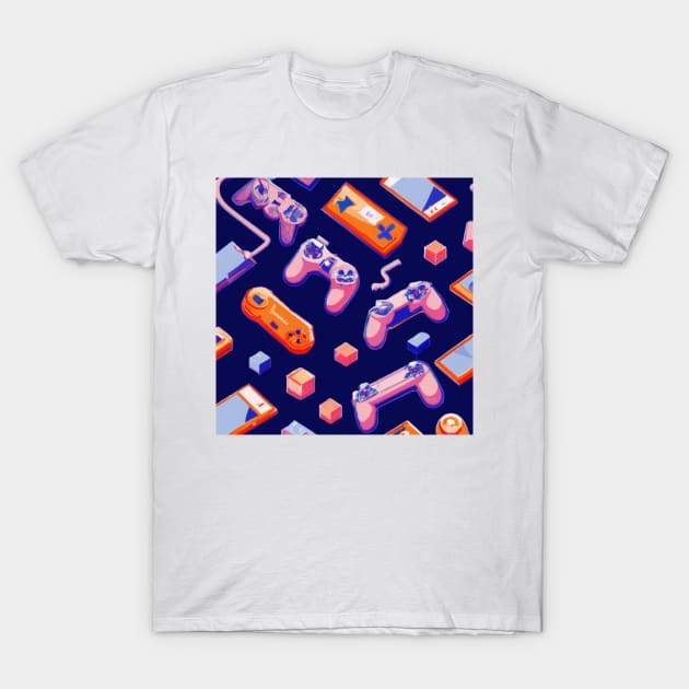 Funky Gamer Decor Pattern T-Shirt by Boztik-Designs